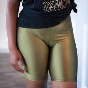 Green biker shorts